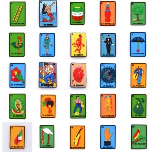 New Customize Mexican Loteria Tarot Croc Charms Fit For Clog Shoe Decoration Sandals Pvc For Adults Gifts Croc Accessories