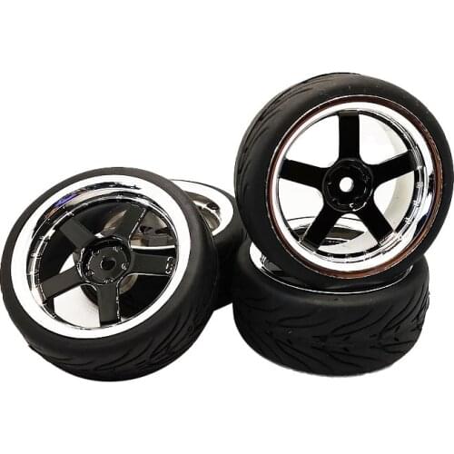 Rim 12mm 1/10 Rubber Tire Wheel Set Model 4pcs D5CK + PP133 Fit 1:10 RC On Road Car