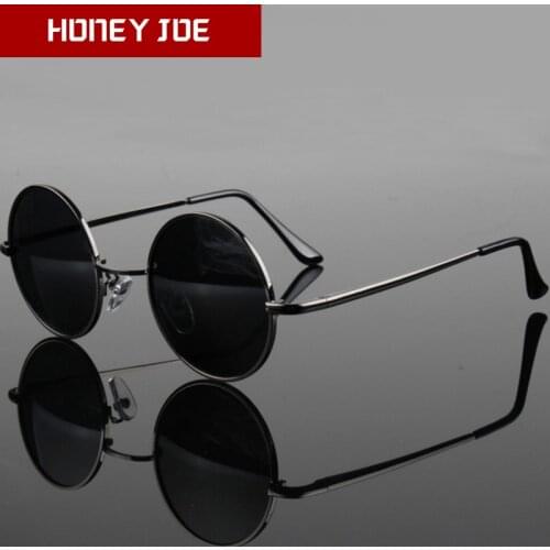 Retro Classic Vintage Round Polarized Sunglasses Men Brand Designer Sun Glasses Women Metal Frame Black lens Eyewear Driving