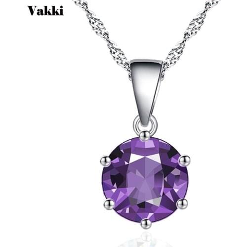 2019 Simple Royal Blue Green Luxury Pink Purple Zircon Stone Necklace Pendant Bff Necklace For Woman Wedding Gift Free Shipping