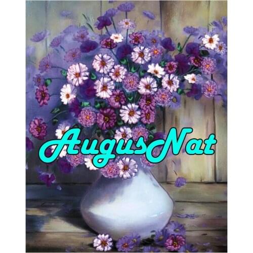 Purple flower vase diamond painting cross stitch full drill diamond dotz 5d diy mosaic pictures floral wall art decor craft gift