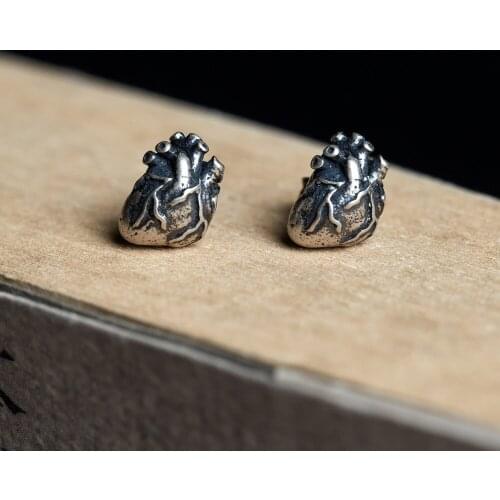 925 Sterling Silver Hearts Stud Earrings Women Punk Earrings Vintage Party Wedding Jewelry Gifts for Girls Women Men Jewelry
