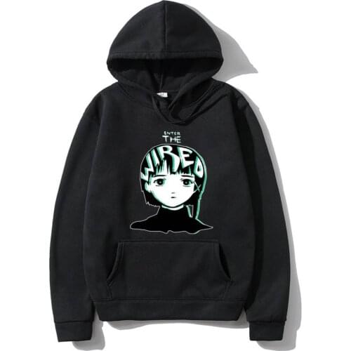 Serial Experiments Lain Printed Mens Hoodie Streetwear Casual Hip Hop Sweatshirts