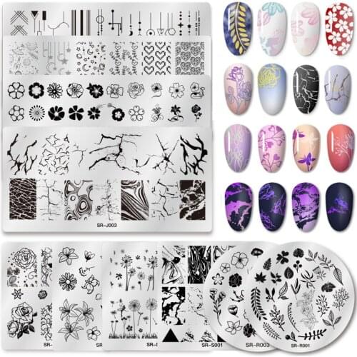 1 Pcs Flower Nail Stamping Plates Marble DIY Image Stencil For Nails Polish Printing Manicure Templates Tools
