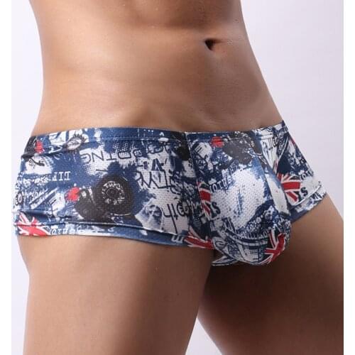 New Boxer Mens Underwear Men Low Waist Print Panties Sexy Breathable Boxershorts Men U Pouch Bikini Shorts Cueca Gay Underpants