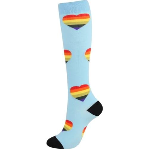 Unisex Outdoor Sports Elastic Leg Protection Stocking Fashion Daily Casual Solid Color Lovely Heart Printing Pressure Stockings