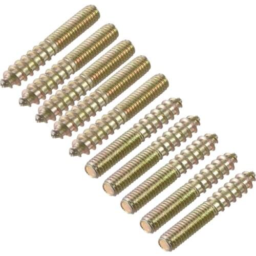 Uxcell 10pcs Double Headed Hanger Bolt M8 M6 Thread Self-Tapping Screw Carbon Steel Dual End 30mm 40mm 50mm 60mm for Furniture