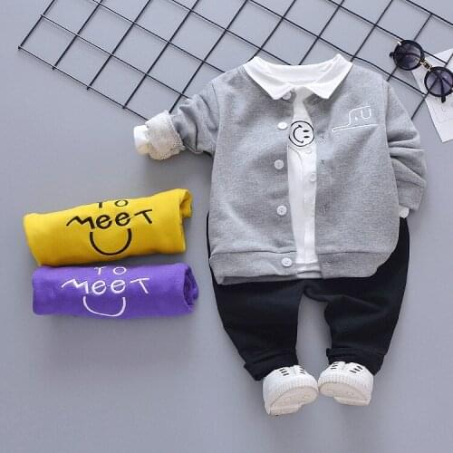 Spring Clothing 2020 New Style Korean-style Hoodie Three Pieces Case 1-4 Years Old Male Baby Clothes Infant CHILDRENS Wear Manu