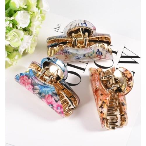 High-end temperament luxury large size Flower clip hair acrylic Barrettes Headbands Girls Horsetail card Hair Accessorie