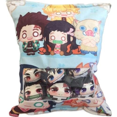 Japanese Anime Demon Slayer Cosplay Kimetsu No Yaiba Sabito Agatsuma Zenitsu Plush Stuffed Cushion Cute Pillow Doll Gifts