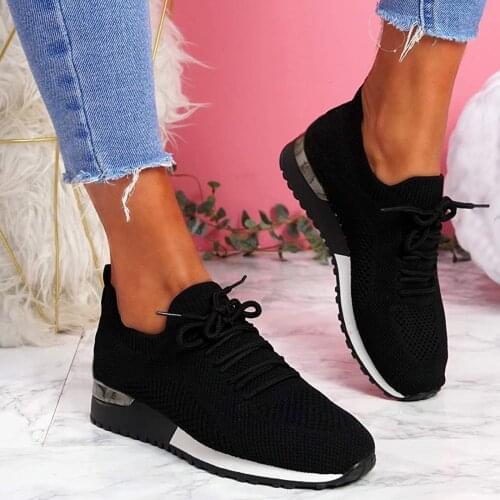 TELOTUNY 2021 Summer Women Wedge Mesh Breathable Sneakers Casual vulcanized Shoes Solid Lace Up Walking Running Shoes Footwear