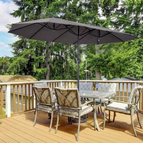 Outdoor Beach Garden Parasol Pavilion Balcony Aluminum Circular Garden Paras With Crank Double Outdoor Parasol 270 * 460cm HWC