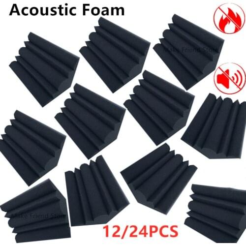 12/24pcs 12 x 12 x 24 cm Acoustic Soundproof Foam High Density Flame Retardant Bass Trap Sound Absorption Studio Corner Foam
