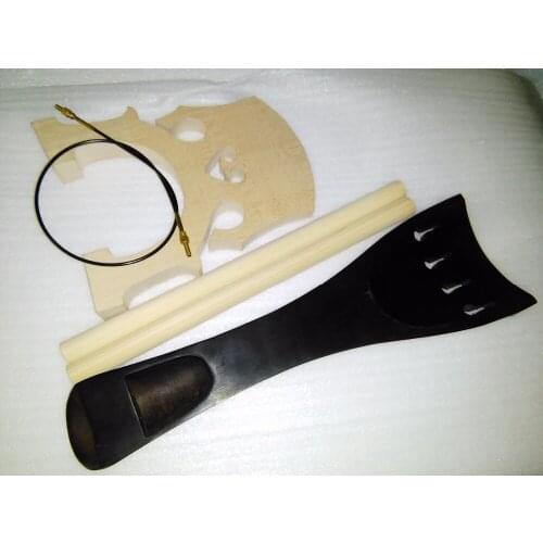 1 PC Ebony Double Bass Tail piece 3/4-4/4 Plus 1 PC maple bass bridge+2 post+1 pc steel gut 470mm