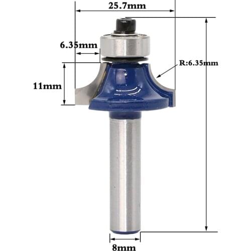 1pc 8mm Shank High Quality Round Over Edging Router Bit - 1/2" Radius Wood Cutting Tool woodworking router bits