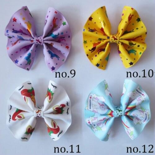 100 BLESSING Girl 3" Fan Hair Bow Clip Unicorn Wholesale Laser Gold Stamping