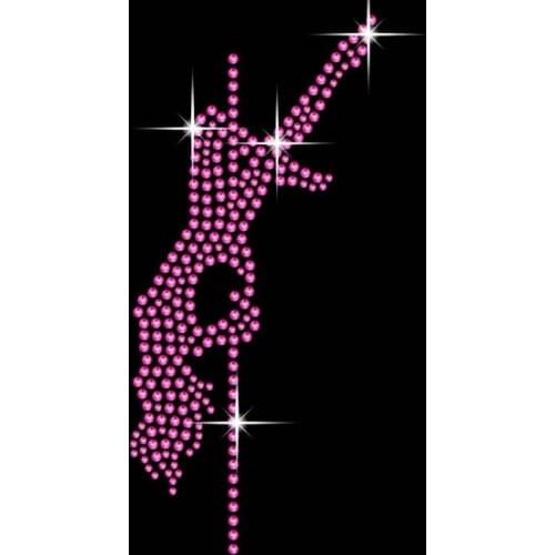 2pc/lot Pink Pole Dancer Rhinestone Applique hot fix rhinestone applique designs iron on transfer hot fix iron on for shirt