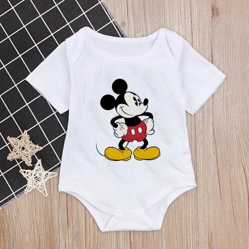 2021 1pc Unisex Newborn Baby Boy Clothes Mickey Disney Baby Girl Clothes Cartoon Girls Baby Clothing Jumpsuits Bodysuits