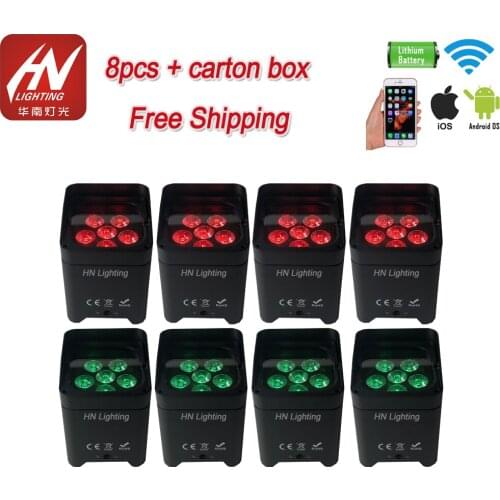 8pcs akku uplighting 6*18w DMX Wireless Battery Powered LED Par Light RGBWA UV 6in1 smart uplights dj light