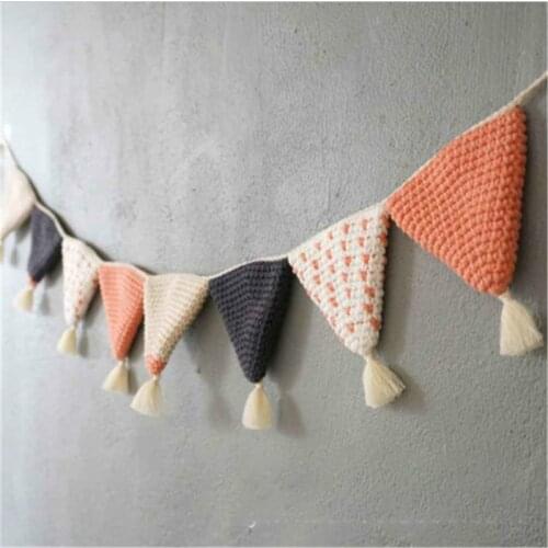 DUNXDECO Home Decoration Accessories Party Hanging Handmade Crocheting Ornament Banner Nordic Fresh Simple Kid Room Wall Decor