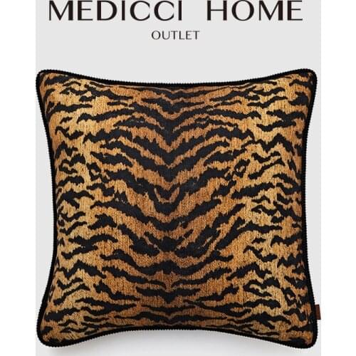 Medicci Home Beautiful Tiger Skin Background Cushion Cover Authentic Luxury Retro Pillow Cases Living Room Car Sofa Office Decor