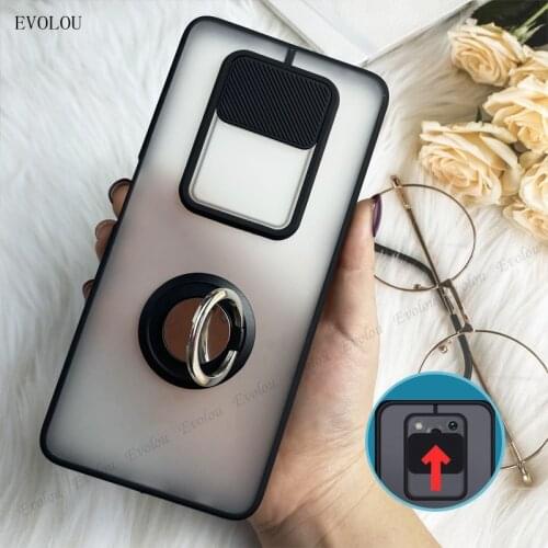 Case For Xiaomi Poco X3 Pro Slide Camera Lens Protection Phone Case For Xiaomi Poco X3 NFC Silicone Ring Stnad Matte Back Cover