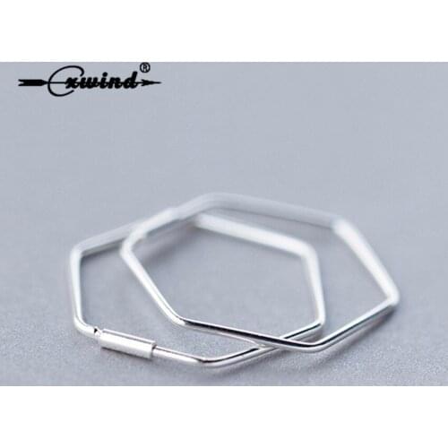 Cxwind Smooth Big Hexagonal Geometry Hoop Earrings For Women Hexagon Earring Brincos Ear Jewelry Girls Gift