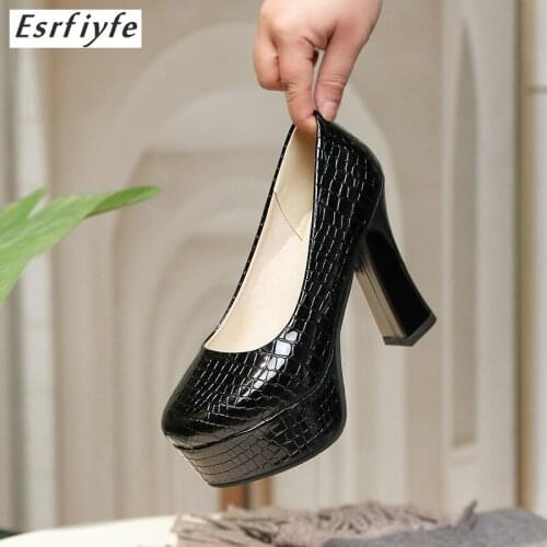 ESRFIYFE 2021 new Women shoes wedding square toe party high heels 11cm pumps dancing party catwalk brand stage platform pumps