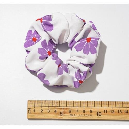 Purple Series New Simple Striped Floral Large Intestine Circle Hair Tie Three-state Head Jewelry Fabric Hair Rope