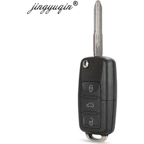 Jingyuqin HU49 Blade Car Key Shell For VW Volkswagen Golf Santana Jetta 3 Buttons Flip Keys Case Fob Replacement