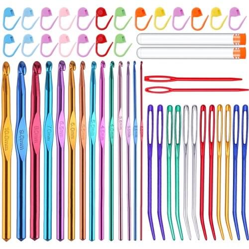 KAOBUY 14 Sizes Crochet Hooks Set Multicolor Aluminum Crochet Hooks Needles Yarn Knitting Sewing Hooks