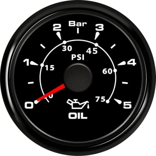 Pack of 1 52mm Pointer Oil Pressure Gauges 0-5Bar Waterproof Oil Pressure Meters 0-75psi LCD for Auto Truck Boat Vessel Yacht RV