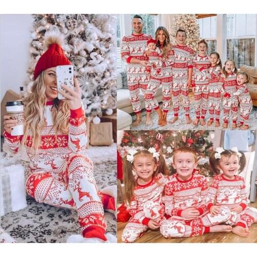 Christmas Mommy and Me Xmas Clothes Tops+Pants Family Matching Pajamas Sets Father Mother Children & Babys Sleepwear