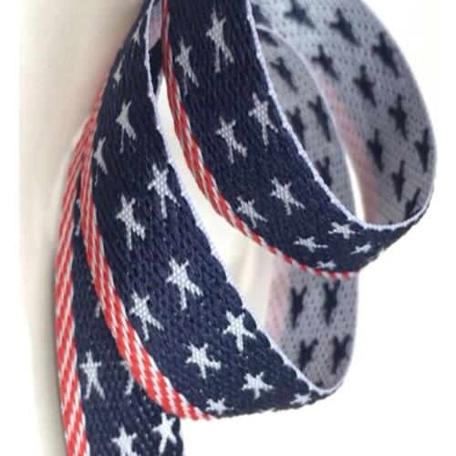 2cm 50yards USA Star & Stripe Flag Printed Ribbon Webbing Satin Cartoon Hairbow Ribbon Accessory Home Decoration
