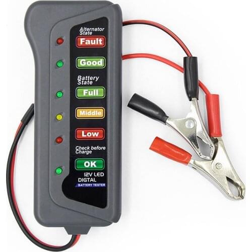 Mini 12V Car Battery Tester Digital Alternator Automotive Tester 6 Lights Display Car Diagnostic Tool Automotive Current Tester