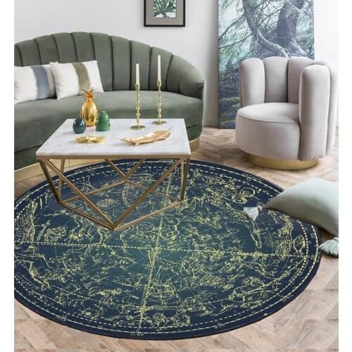 Fashion Personality Black and White Line Constellation Astrolabe Round Living Room Bedroom Non-slip Mat Carpet