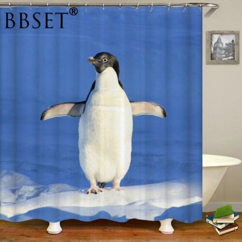 Marine Life Shower Curtain Little Penguin Standing on The Snow Pattern Waterproof Multi-size Douchegordijn Bathroom Decor