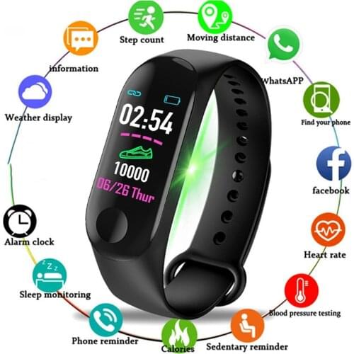 M3 Plus Men Smart Watch Heart Rate Blood Pressure Health Waterproof Sport Watch Bluetooth Wristband Fitness Tracker Bracelet