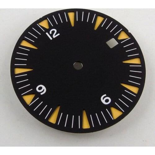Black Sterile 31mm Black Blue Watch Dial Set Luminous Marks fit NH35A Movement