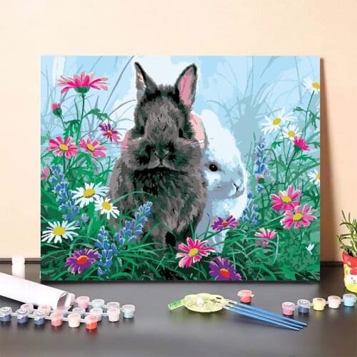 60x75cm Paint By Number For Adults Rabbit Pictures By Numbers Kits Coloring Numbers On Canvas Animal Art Gift Home Decor