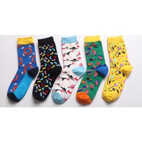 Womens Fashion Harajuku Street Fashion Art Socks Fun Retro Van Gogh Food Pattern Hip Hop Skateboard Long Socks Meia