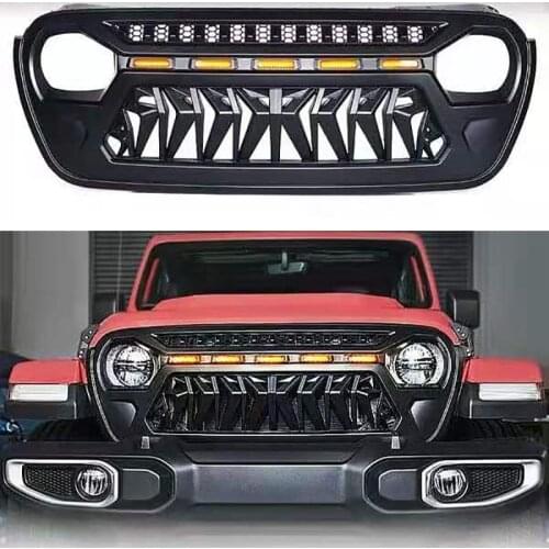 New Design Grill Front Bumper Grille Upper Grille With Light For Jeep Wrangler JL JT 2018 2019 2020 Car Styling Accessories