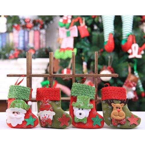 Christmas Socks Packing For Sweets Santa Claus Candy Gift Bag Stocking Sack Christmas Decoration For Home Navidad Personalized