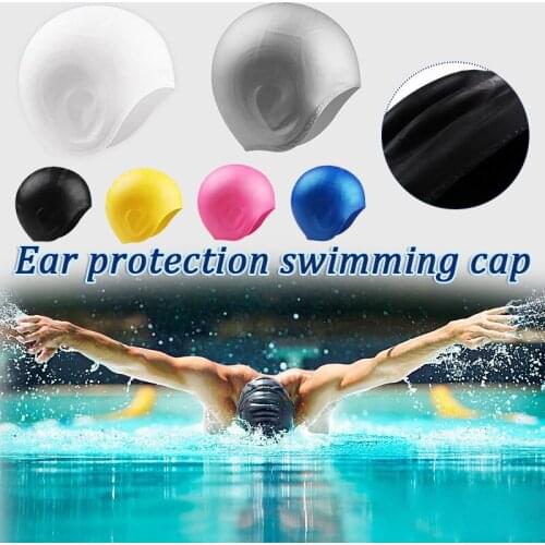 Silicone Swim Cap Long Hair 3D Ear Protection Ergonomic Design for Teenager-Adult SAL99