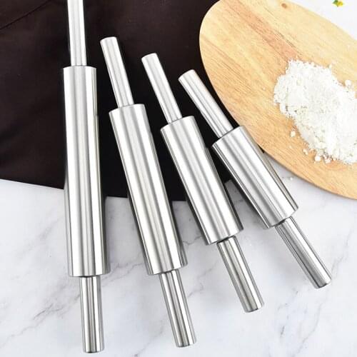 Stainless Steel Rolling Pin Non-stick Pastry Dough Roller Bake Pizza Noodles Cookie Pie Food Pasta Making Baking Kitchen Tools