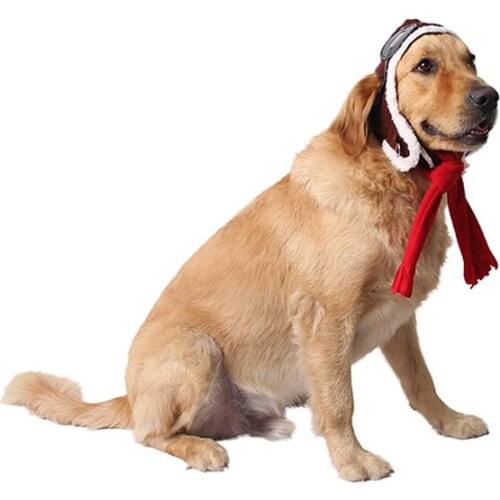 Warm Dog Pilot Hat Leather Pet Dog Cap For Large Puppy Dogs Hats Funny Cosplay Pet Dog Hat Christmas Gift For Dog