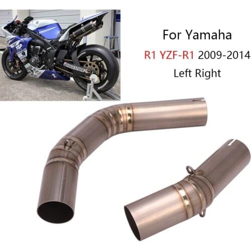 Titanium Alloy for Yamaha R1 YZF-R1 2009-2014 Exhaust Pipe Motorcycle Left Right Mid Link Tube Slip On 51mm Muffler Escape