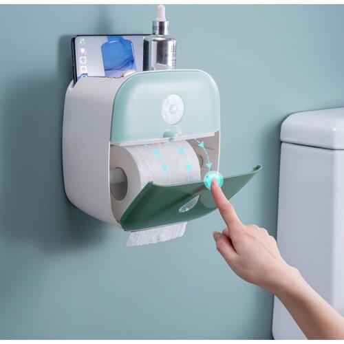 Toilet Wall-Mounted Bathroom Sensor light LED Tissue Dispenser Multifold Paper Tissue Storage Box with Drawer