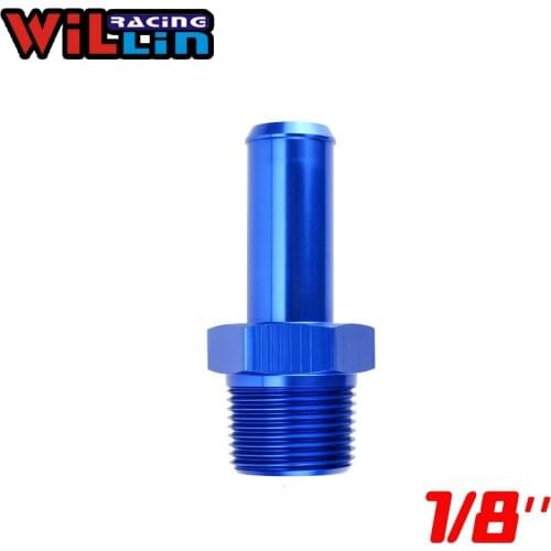 WILLIN - 1/8''NPT Male NPT to Barb Straight Hose Barb Aluminum Adapter Fitting Cooling System Fitting Blue/red/Black
