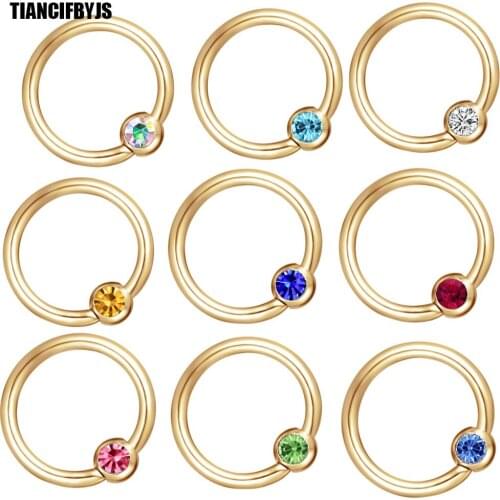 TIANCIFBYJS Crystal Body Jewelry Piercing Nose Hoop Ring Stud Surgical Stainless Steel Helix Cartilage Nostril Earring 100PCS